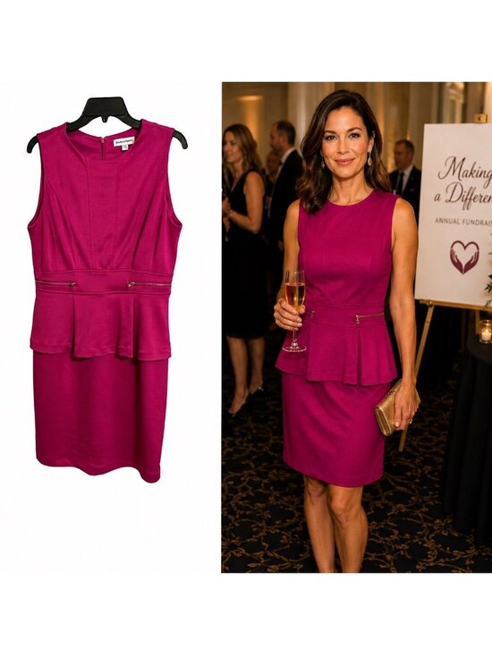 Shelby & Palmer Dresses & Skirts - Shelby & Palmer Hot Pink Sleeveless Peplum Sheath Career Cocktail Dress Size 10